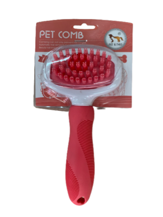        07 Пуходерка "Pet comb" пластик, силикон. шипы,  (6Х8 см), S