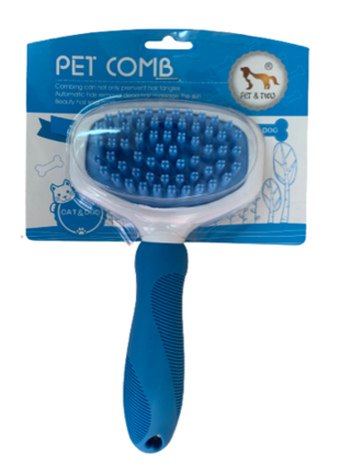         08 Пуходерка "Pet comb" пластик, силикон. шипы,  (7Х9 см), M 
