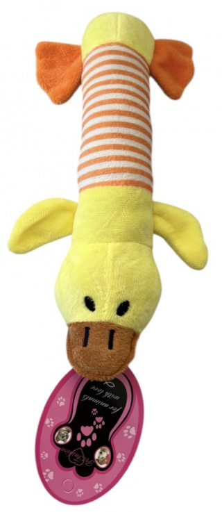         ХО 032 Игрушка мягкая пищалка "Утка полоска", 24 см