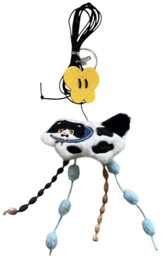 В 012 Дразнилка подвесная "Кот Обормот" на резинке + самоклейка, чёрный