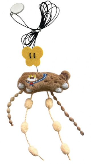 В 012 Дразнилка подвесная "Кот Обормот" на резинке + самоклейка, коричневый